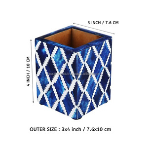 Portalápices y portalápices 3x4 de calidad superior, soporte con incrustaciones de hueso y resina con diseño de diamante de mosaico para uso doméstico en hoteles de India - Product Image 3