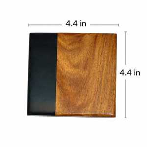 Handmade Wooden <b>Coaster</b> <b>Set</b> <b>with</b> <b>Holder</b> Eco Friendly 8mm Thickness Modern Design Square Shape for Home Party Hotel - Product Image 4
