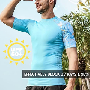 Wholesale Men Rash Guard <b>Compression</b> T <b>Shirt</b> Short Sleeve UV Protection Swim <b>Shirt</b> Custom Logo OEM Factory - Product Image 4
