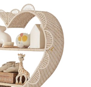 Heart Shaped Wicker Rattan <b>Wall</b>-<b>Mounted</b> <b>Shelf</b> for Kids Room Handwoven Floating Bookcase Baby Toy Storage Display <b>Wall</b> <b>Shelves</b> - Product Image 2