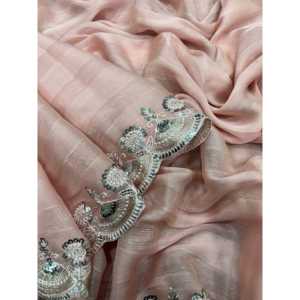 Sari de soirée de créateur avec sequins et broderies pour les occasions de club - Product Image 2