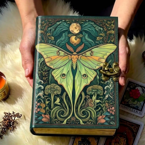 Diario de Cuero Vintage Luna Moth, Libro de Sombras, Grimorio, Diario de Escritura de Cuero Genuino Hecho a Mano, Cuaderno de Regalo con 400 Páginas Decoradas - Product Image 2