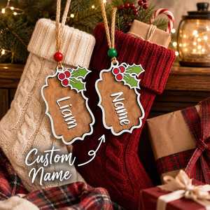 Adorno Navideño de Madera, Etiqueta con Nombre Personalizada, Decoración Rústica para las Fiestas, Forma Irregular, Decoración para Colgar en la Pared Cortada con Láser - Product Image 2