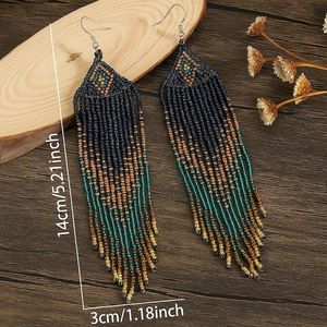 Pendientes de borla con cuentas hechos a mano, pendientes colgantes de cuentas de semillas multicolor, joyería hipoalergénica con gancho, regalo, pendientes de cuentas - Product Image 3