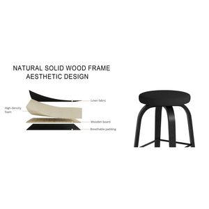 Set di 2 Sgabelli da Bar Girevoli, Altezza 76 cm, Seduta in Tessuto Senza Schienale, Gambe in Legno Robusto, Poggiapiedi in Metallo, Capacità 136 kg - Product Image 6
