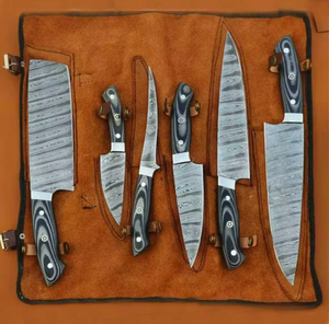Ensemble de couteaux de cuisine professionnels en acier Damas faits à la main, manche en Micarta noyer, directement de l'usine - Product Image 2