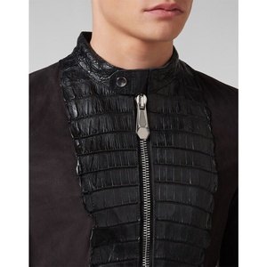 Veste en cuir suédé marron pour homme, nouvelle veste en peau de vache véritable avec imprimé Crocodile - Product Image 3