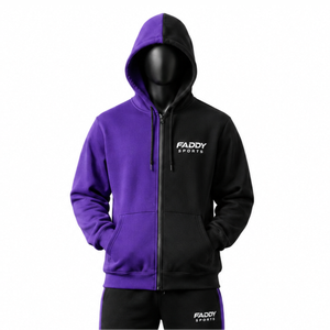 Sweat à capuche zippé personnalisé avec logo, bicolore, pour homme, style streetwear, molleton épais, vente en gros, sweat-shirt entièrement zippé - Product Image 1