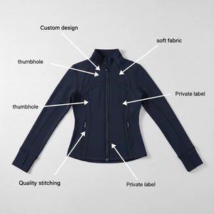Veste de yoga pour femme avec logo personnalisé, coupe classique, extensible, boutonnée, séchage rapide, en Spandex/Nylon, pour la gym, le fitness, la course à pied, vêtements de sport pas chers - Product Image 6