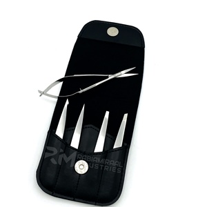 Juego de pinzas para cejas de acero inoxidable RMI Top Product y 1 estuche de cuero de alta calidad - Product Image 2