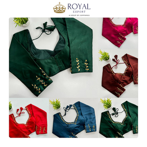 Nueva Colección de Diseñador de Ropa Tradicional India, Blusa Kimora de Seda con Bordado Dorado a Mano, Blusa con Cuello en V para Fiestas - Product Image 6