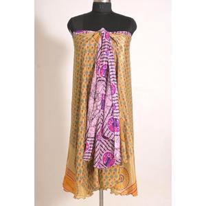 Jupe longue enroulable décontractée pour femme, 100% soie, imprimée à motifs floraux vintage, faite à la main, lavable, couleur personnalisable, naturelle, pour l'été - Product Image 4