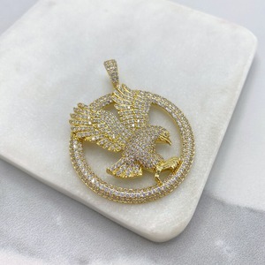 Pendentif Aigle de Luxe Sertie de Moissanite pour Hommes, Plaqué Or, Style Hip Hop, Breloque Collier Oiseau en Vol, Bijou Tendance pour Rappeur, Cadeau - Product Image 3