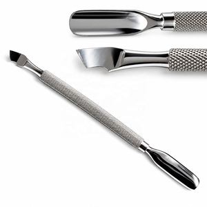 Pousse-cuticules double extrémité MJW, ciseaux à ongles biseautés, nettoyeur d'ongles en acier inoxydable, manche antidérapant moleté, outils de manucure et pédicure - Product Image 1
