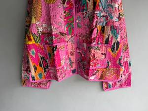 Women's Embroidered Floral Kantha Vest Cotton Waistcoat Button Front <b>Patchwork</b> <b>Jacket</b> With Pockets for Winter gift for her - Product Image 5