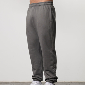 Pantaloni Sportivi da <span class=keywords><strong>Uomo</strong></span> in Pile Grigio con Elastico in Vita, <span class=keywords><strong>Joggers</strong></span> Casual con Tasche Laterali, Tessuto Medio Pesante per l'Autunno - Product Image 4