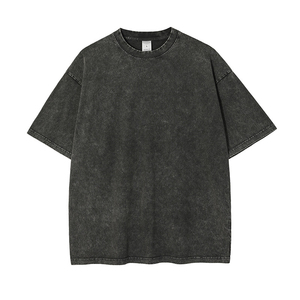 เสื้อยืดฮิปฮอปสตรีทแวร์ผู้ชายขายส่ง ผ้าฝ้ายฟอกสีสไตล์วินเทจ พิมพ์โลโก้ตามสั่ง ผู้ผลิตเสื้อฟอกสี - Product Image 3