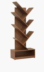Home Office Wooden <b>Tree</b> <b>Bookshelf</b> Magazine Display Rack with Storage Drawer Cabinet - Product Image 3