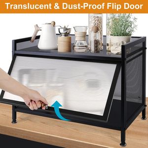 Translucent Door Carbon Steel <b>Bakers</b> <b>Rack</b> Kitchen Storage Cabinets Microwave Stand Shelves Microwave Compatibility Kitchen - Product Image 4