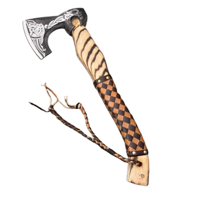 Hacha Vikinga Forjada a Mano al por Mayor, Hacha Tomahawk para Acampar al Aire Libre, Caza, con Mango de Madera y Hoja Grabada, Hacha de Supervivencia - Product Image 6