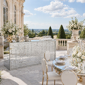 Moderno Bancone <span class=keywords><strong>Bar</strong></span> Rettangolare Durevole con Piano in Vetro a Specchio, Struttura in Acciaio Inossidabile <span class=keywords><strong>e</strong></span> Base a Piedistallo per Uso Domestico, <span class=keywords><strong>Bar</strong></span>, Hotel, Sala da Pranzo <span class=keywords><strong>e</strong></span> Banchetti - Product Image 2