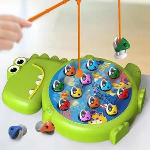 Jouet de pêche magnétique dinosaure, jeu de canne à pêche pour enfants, éducatif, Montessori, rotation, attrape-poissons, cadeau - Product Image 2