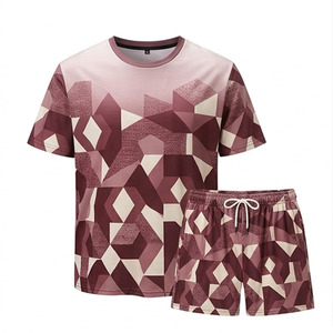 Conjunto de Camiseta y Pantalones Cortos Sublimados para Hombre, Corte Moderno, Estilo Relajado, Material Transpirable, Perfecto para Entrenamiento y Fitness - Product Image 1