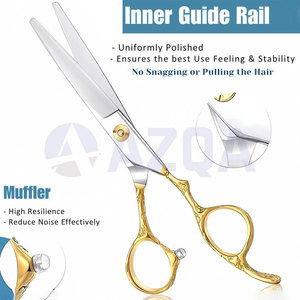 Tijeras Profesionales de Peluquería con Mango Elegante Bañado en Oro, Tornillo Ajustable, Punta de Seguridad y Cuchillas Afiladas - Product Image 2