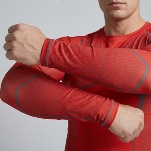 Men Custom Long Sleeve Front Logo Fitted O-Neck Compression Sporty Solid Jersey Quick Dry T-Shirt - Product Image 4