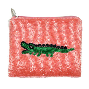 Handcrafted Beaded Animal Motif Zip Pouch Bag Women Designer Coin <b>Purse</b> <b>Small</b> Organizer Cosmetic Pouch Gift Supplier - Product Image 1