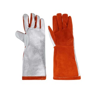 Gants résistants à la chaleur aluminisés STALWART IMPEX pour la couture, paume en cuir croûte, soudage haute température, manchette de sécurité pour fonderie - Product Image 1