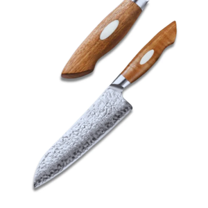 Couteau de chef Damas personnalisé, couteau de cuisine artisanal haut de gamme, acier à haute teneur en carbone, ustensiles de cuisine, fabricant OEM, manche en bois d'olivier - Product Image 1