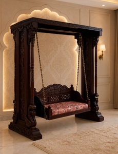 Perfect Home Decor Wooden <b>Swing</b>/Jhula Traditional Teak Wood Brown Finish <b>Swing</b> Maharaja Style Wooden <b>Swing</b> <b>for</b> Home <b>For</b> USA - Product Image 2