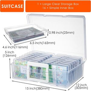 Clear <b>Plastic</b> Photo Storage <b>Box</b> with Handle 16 4-6 Inch Photo Cases for Photos Green Paper & Media Storage Containers - Product Image 3