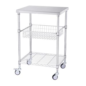 Carrello da Cucina a 3 Ripiani, Capacità 470 Libbre, Carrello Portaoggetti in Metallo, Carrello di Servizio in Acciaio con Ruote, Carrelli da Cucina con Ruote - Product Image 1