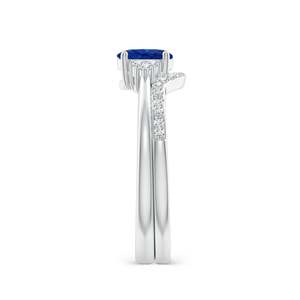 Conjunto nupcial de oro macizo de 14 quilates con zafiro azul ovalado y diamantes, hecho a mano, joyería fina personalizada para boda y compromiso. - Product Image 6