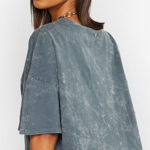 Camisetas Casuales de Mujer con Lavado Ácido, Corte Ajustado, Tallas Grandes, Transpirables, Ecológicas, de Poliéster/Algodón, Estilo Urbano - Product Image 4