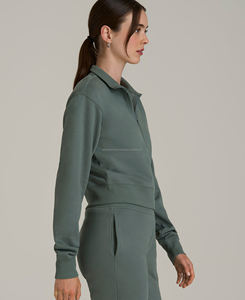 Sudadera de Felpa 100% Algodón para Mujer, de Alta Calidad, con Media Cremallera, Talla Grande, Formal, de Invierno, Personalizada con Logotipo Bordado, Talla XL - Product Image 3