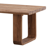 Table rectangulaire moderne en teck massif recyclé avec 2 pieds pliants en U pour bar, hôtel, cuisine, restaurant, salle à manger