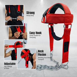 Red Nylon Neck Harness with Chain and Metal Rings for Boxing <b>Training</b> Adjustable Protective Gear Unisex Adult Use - Product Image 5
