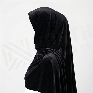 ผ้าคลุมศีรษะกำมะหยี่สีพื้นสำหรับผู้หญิง ผ้าพันคอแบบอุ่นสำหรับฤดูหนาว ใช้ได้ทุกวัน สไตล์ตะวันออกกลาง - Product Image 3