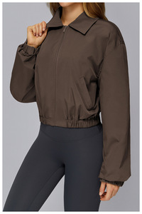 Hot Sell Midweight Breathable Windproof Zip Casual Full Length Hoodie Autumn Winter <b>Yoga</b> Outfit Fitness Windbreaker <b>Jacket</b> - Product Image 6