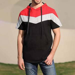 Sudadera con Capucha Ligera de Manga Corta para Hombre, Corte Regular, Bordada, 100% Algodón, con Capucha en Color Contrastante - Product Image 5