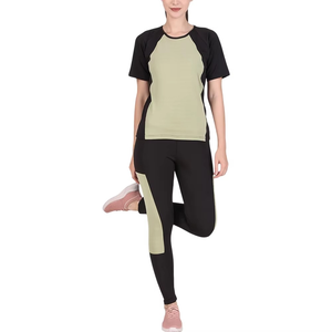 Women's Color Blocking Tracksuit Short Sleeve Crew Neck Lightweight Spandex Polyester Sporty Summer Wear For Ladies - Product Image 6