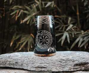 Top Quality Buffalo Horn Hand Engraved Buffalo Horn Beer Mug With Norse Symbol And Dragon Design Oriental Style For Adults Gift - Product Image 6