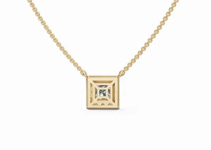 1.031 Carat Lab Grown Oval Cut Diamond Halo Pendant 17 Piece Square Shape Necklace 9K 14K 18K Yellow <b>Rose</b> <b>Gold</b> Jewelry - Product Image 2