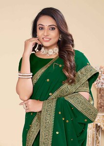 Sari indien en soie Banarasi pour femmes, très populaire, dernières créations de mode ethnique indienne pour mariage/fête, usage quotidien, indien 60428 - Product Image 4