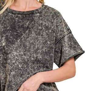 เสื้อยืดผ้าเช็ดทำความสะอาดได้ทันสมัยสำหรับผู้หญิงดีไซน์โอเวอร์ไซส์แขนสั้นผ้าคอตตอนและใยไผ่ระบายอากาศได้แบบหลวมๆสำหรับ100% - Product Image 2