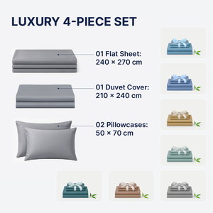 VINABEDDING ขายส่ง OEM/ODM ชุดเครื่องนอนหรูหรา 100% เทนเซล 4 ชิ้น ขนาดฟรีไซส์ ผ้าปูที่นอน ปลอกผ้านวม ปลอกหมอน - Product Image 1