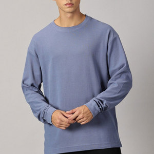 T-shirt tricoté à manches longues pour homme, col rond, motif respirant, coupe classique, décontracté, bleu, polyester/coton, HIGH STREET - Product Image 1